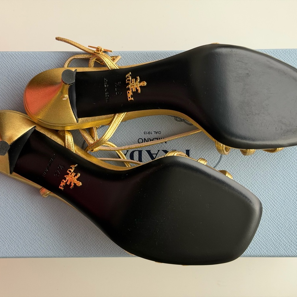 Prada Gold Strappy Sandals - Picture 4 of 6